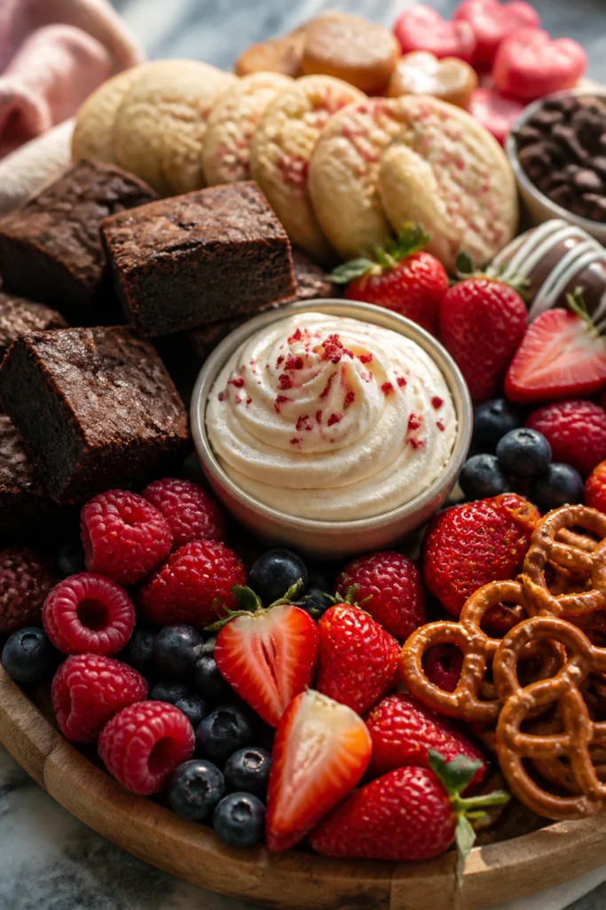 Rich Valentines Day Dessert Board with Cream Cheese Frosting