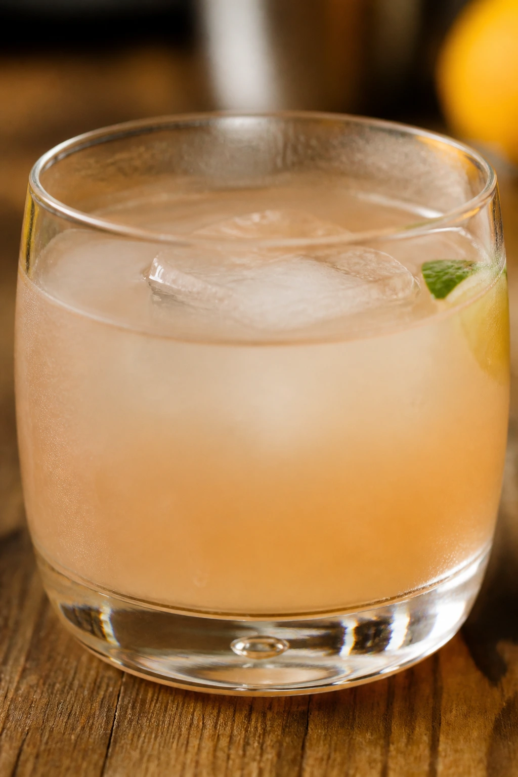 Diluted rum punch in a glass with melted ice