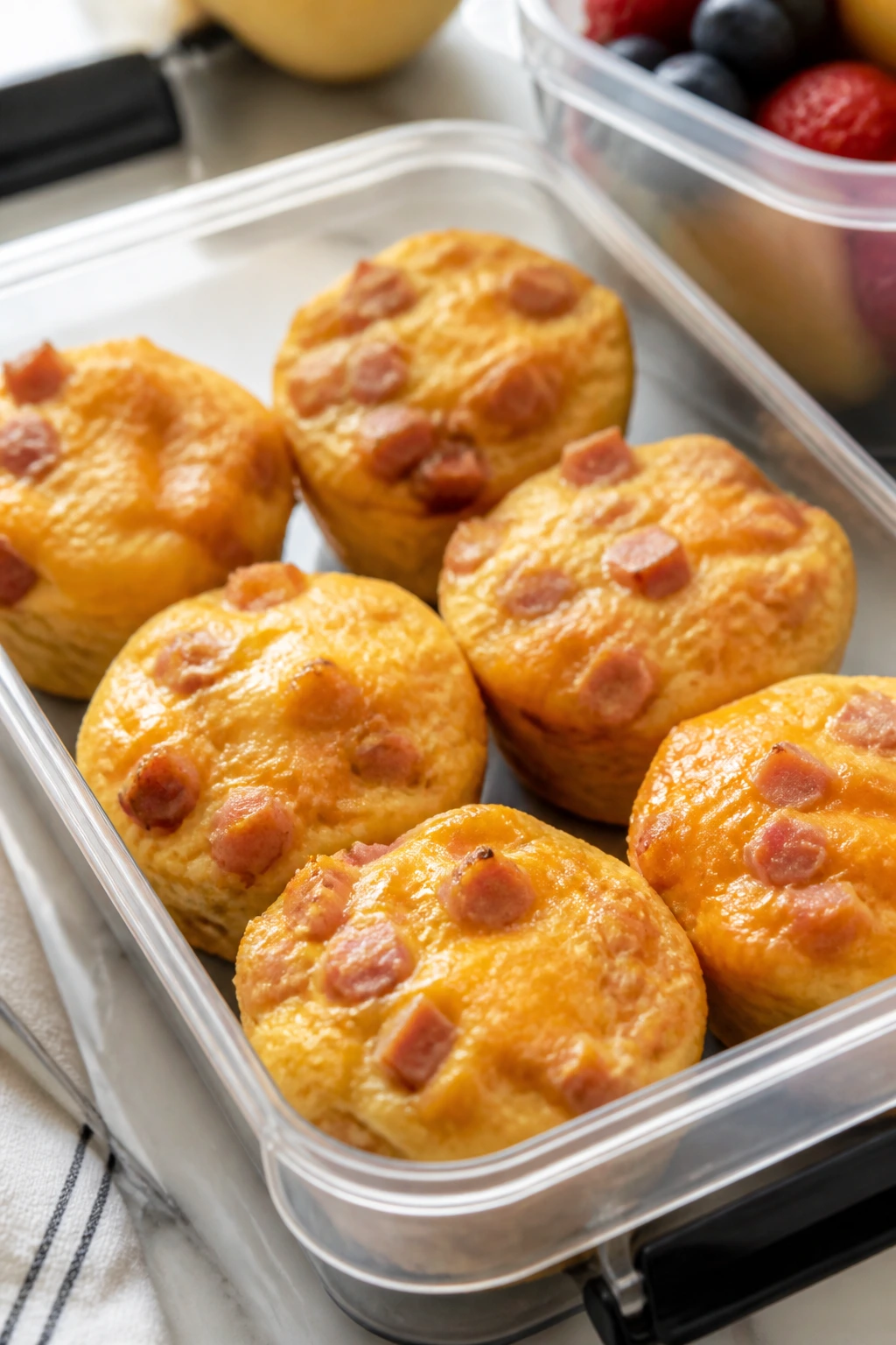 Egg muffins in a meal-prep box for dinner