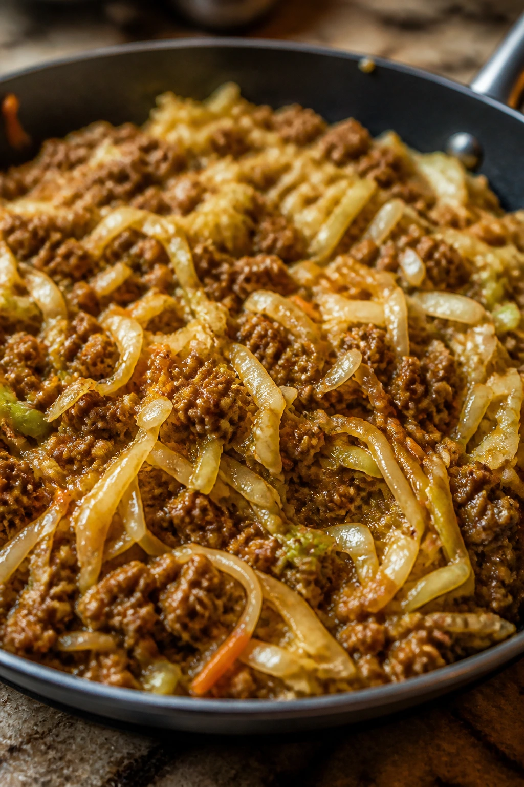 Beef and cabbage skillet with garlic and ginger