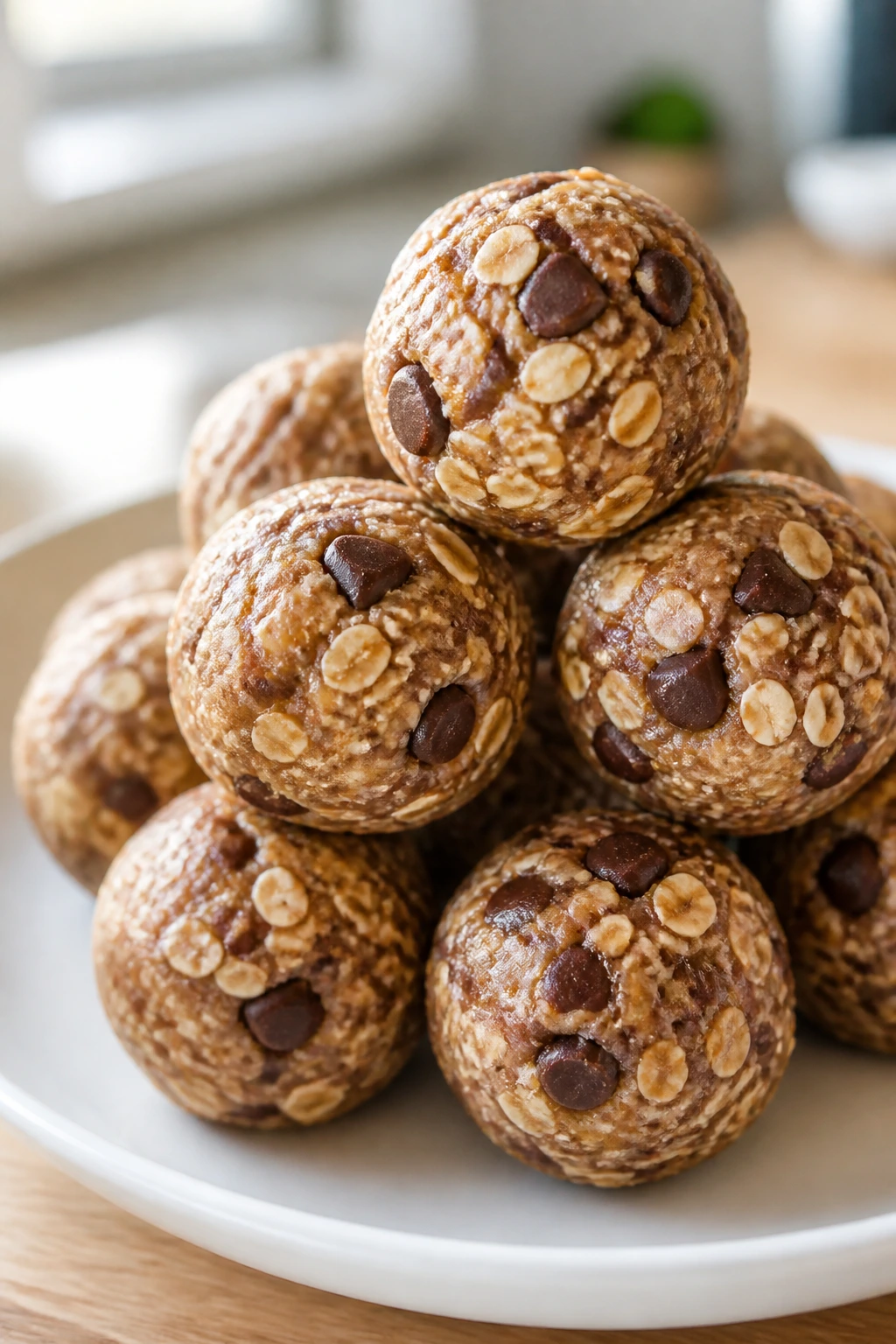 Close-up of oatmeal energy bites on a plate