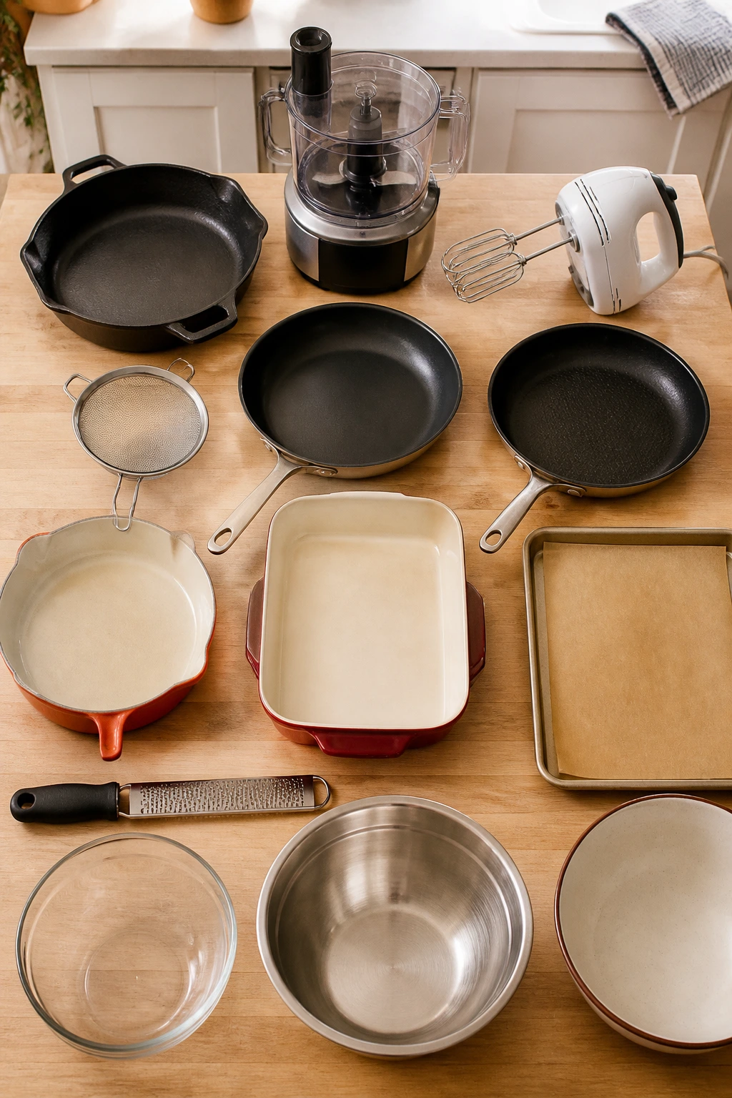 Arrangement of essential Italian dip tools on kitchen counter
