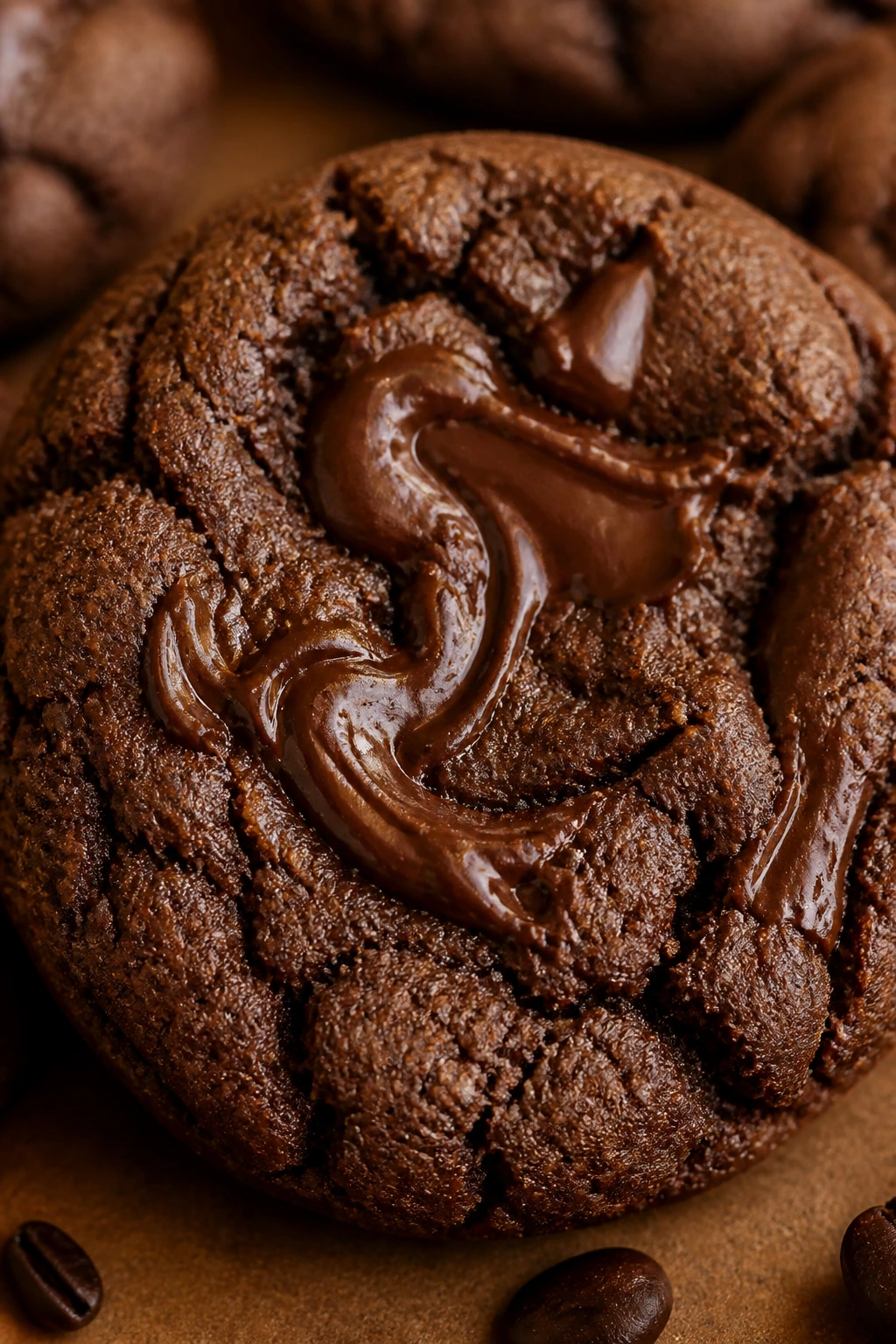 Espresso-toned Nutella cookie close-up