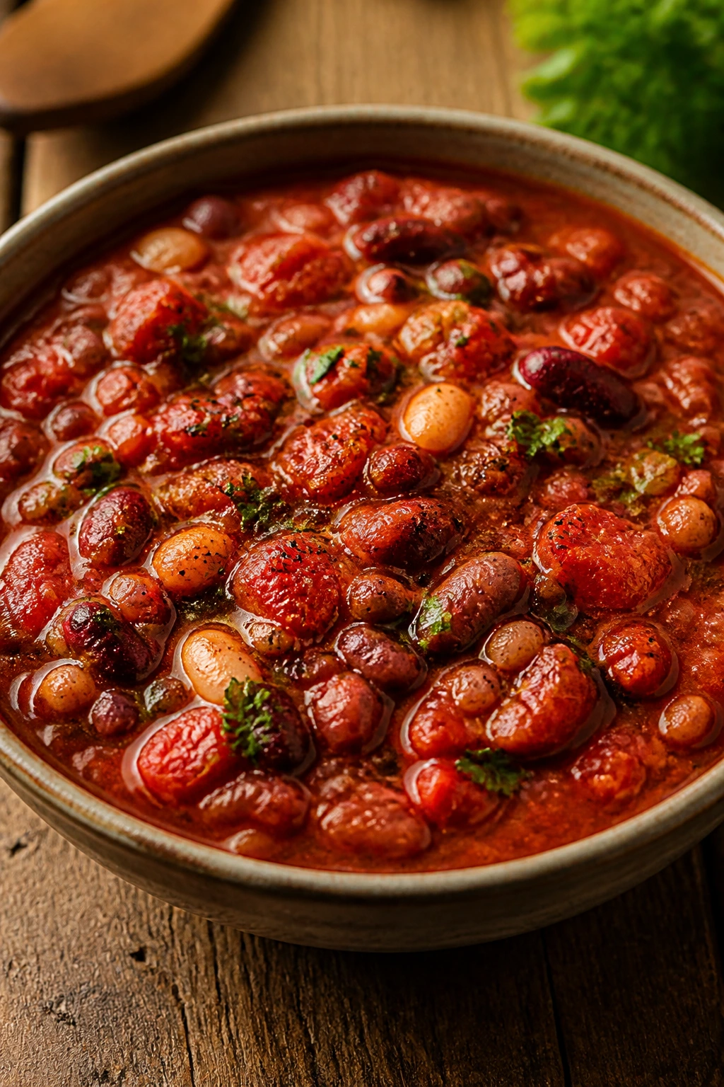 Fire-roasted tomato bean soup with charred tomatoes