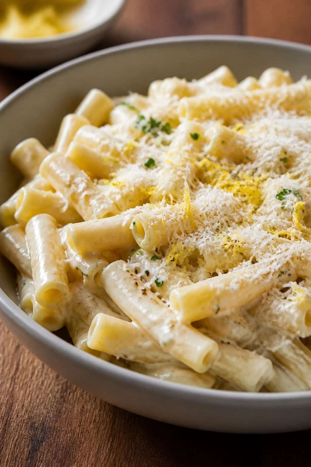Pasta with Parmesan and lemon zest for flavor boost