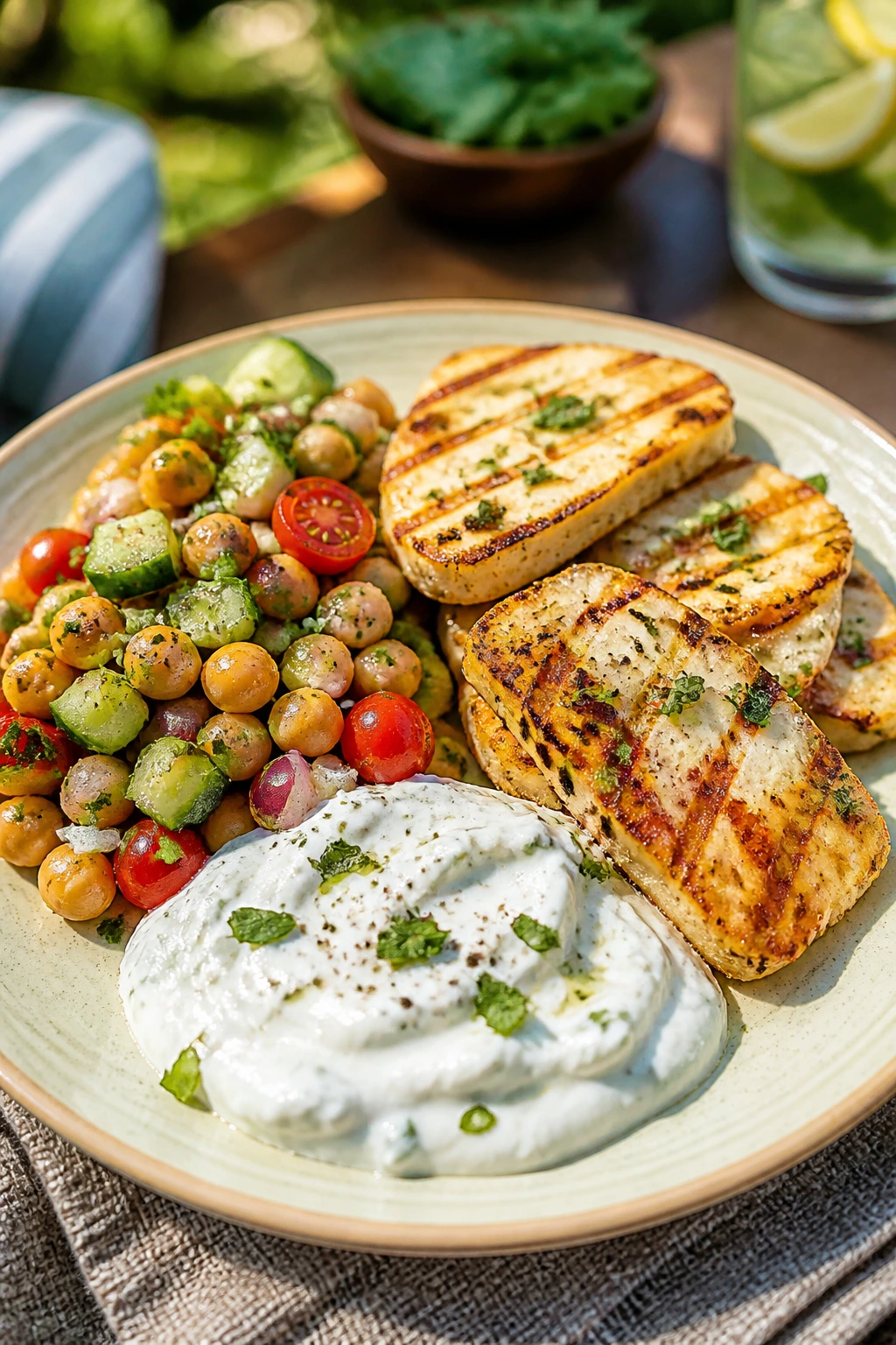 Colorful plated dish representing flavor variations for a backyard cookout