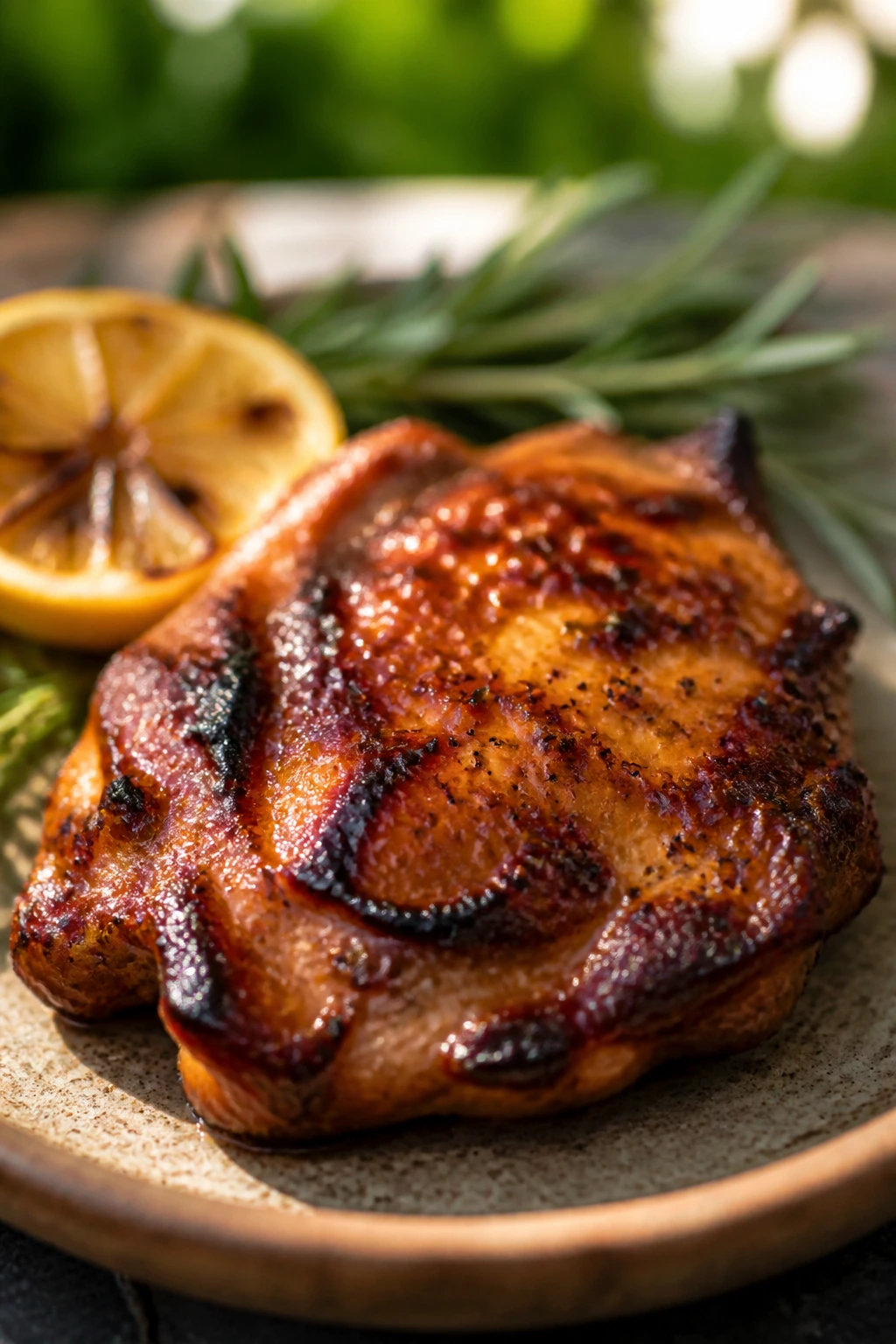 Grilled chicken thigh with citrus glaze showing flavor variations
