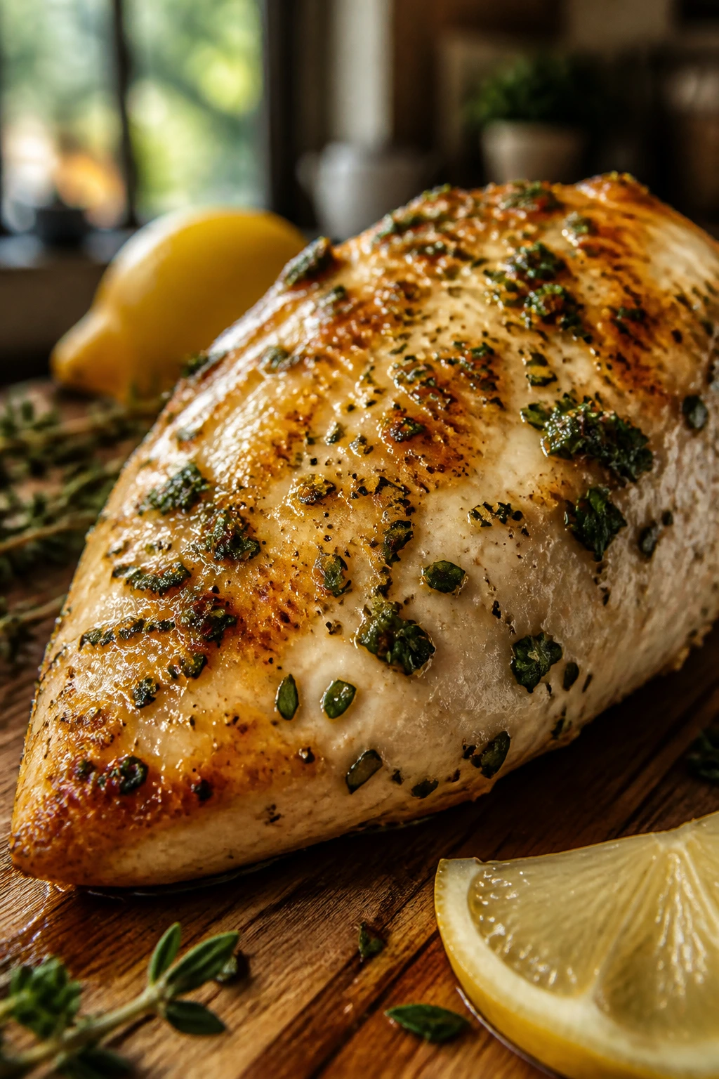 Chicken breast glazed with herb-lemon glaze for multiple meals