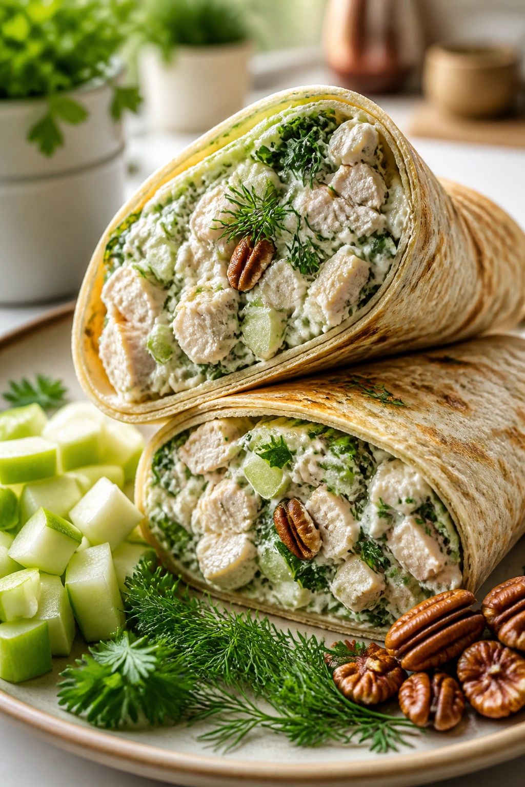 Wrap with herb garnish and hints of apple and pecan for flavor variations