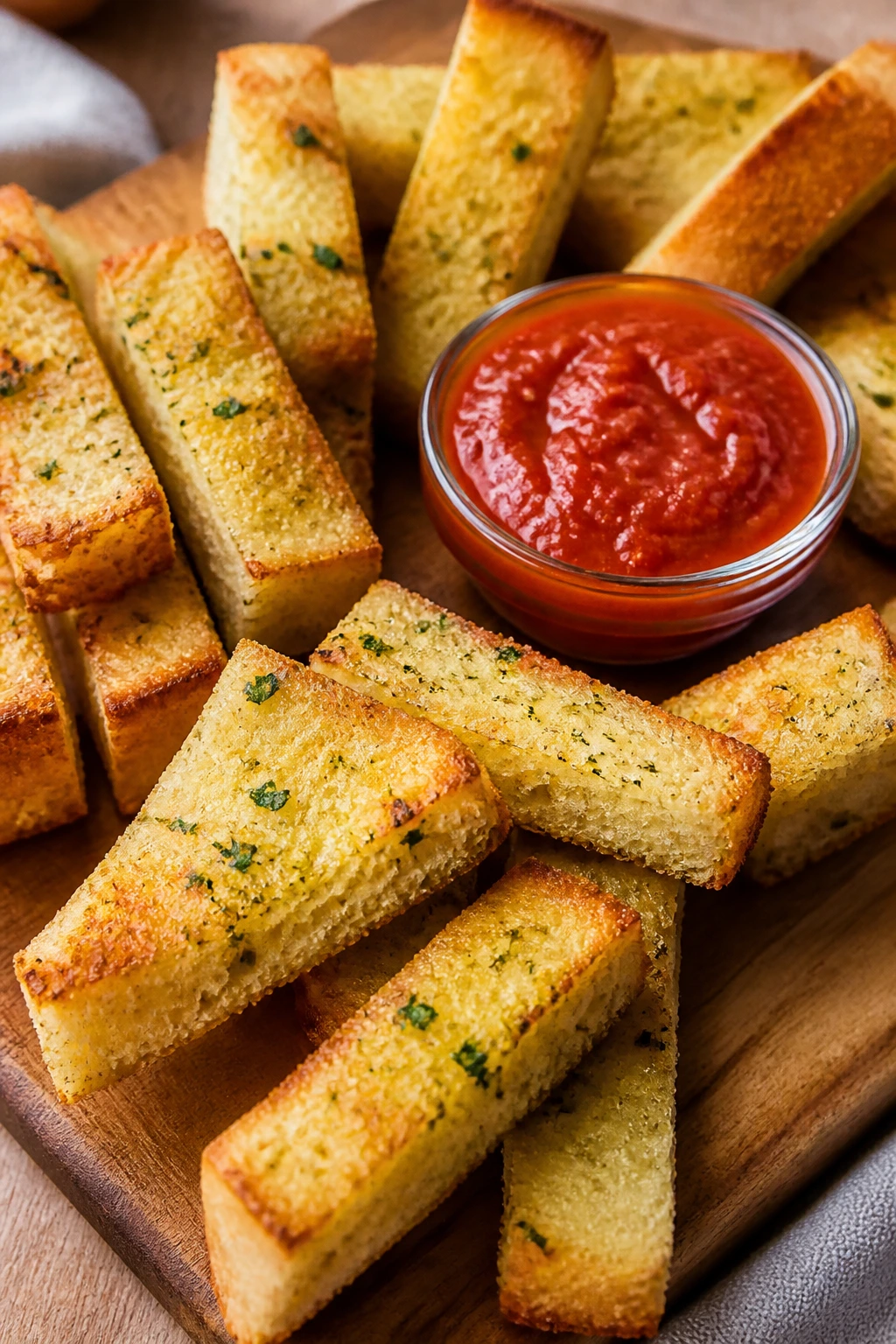 Garlic bread dippers with marinara sauce