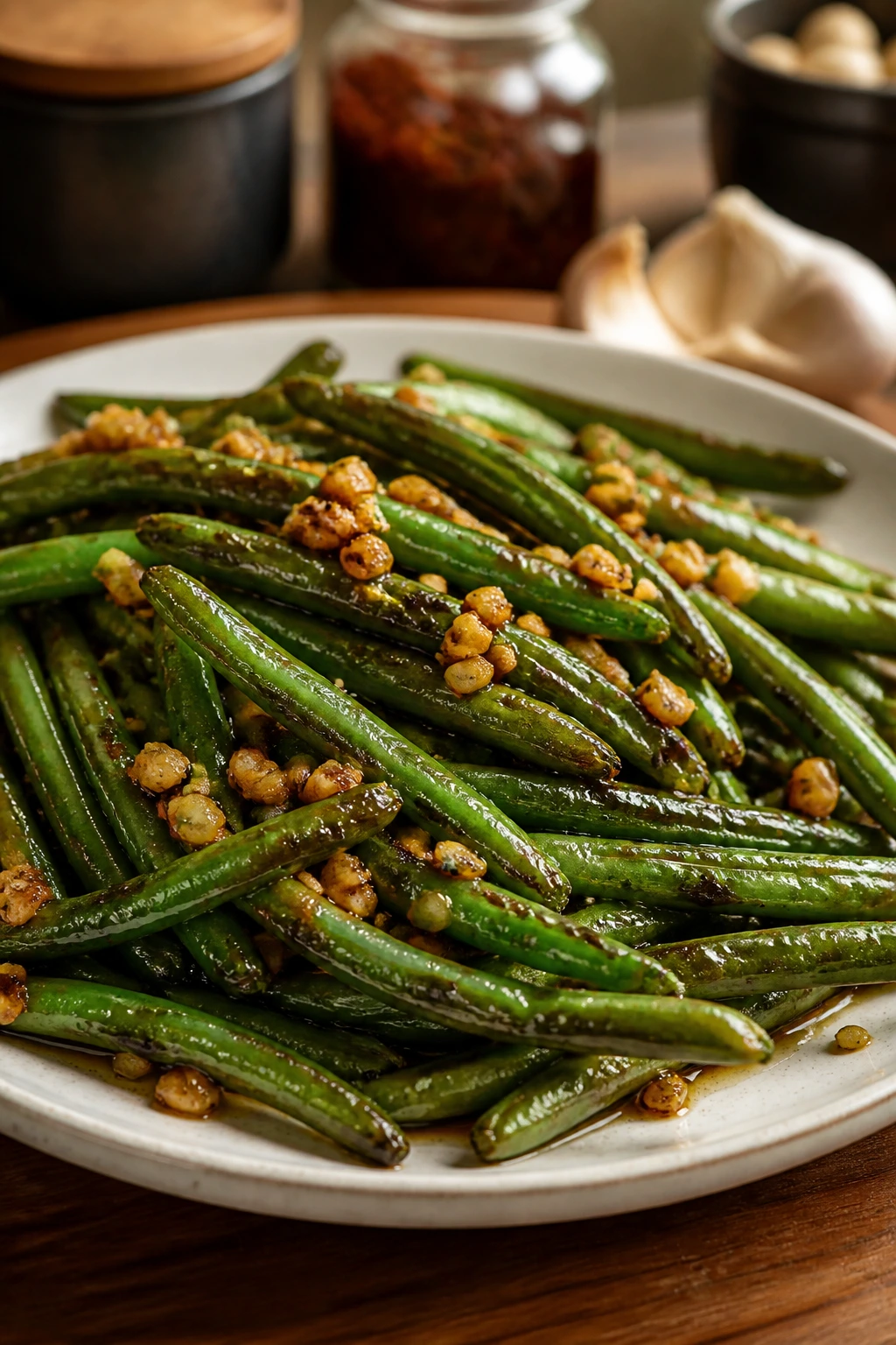Garlic Green Beans with garlic and soy glaze