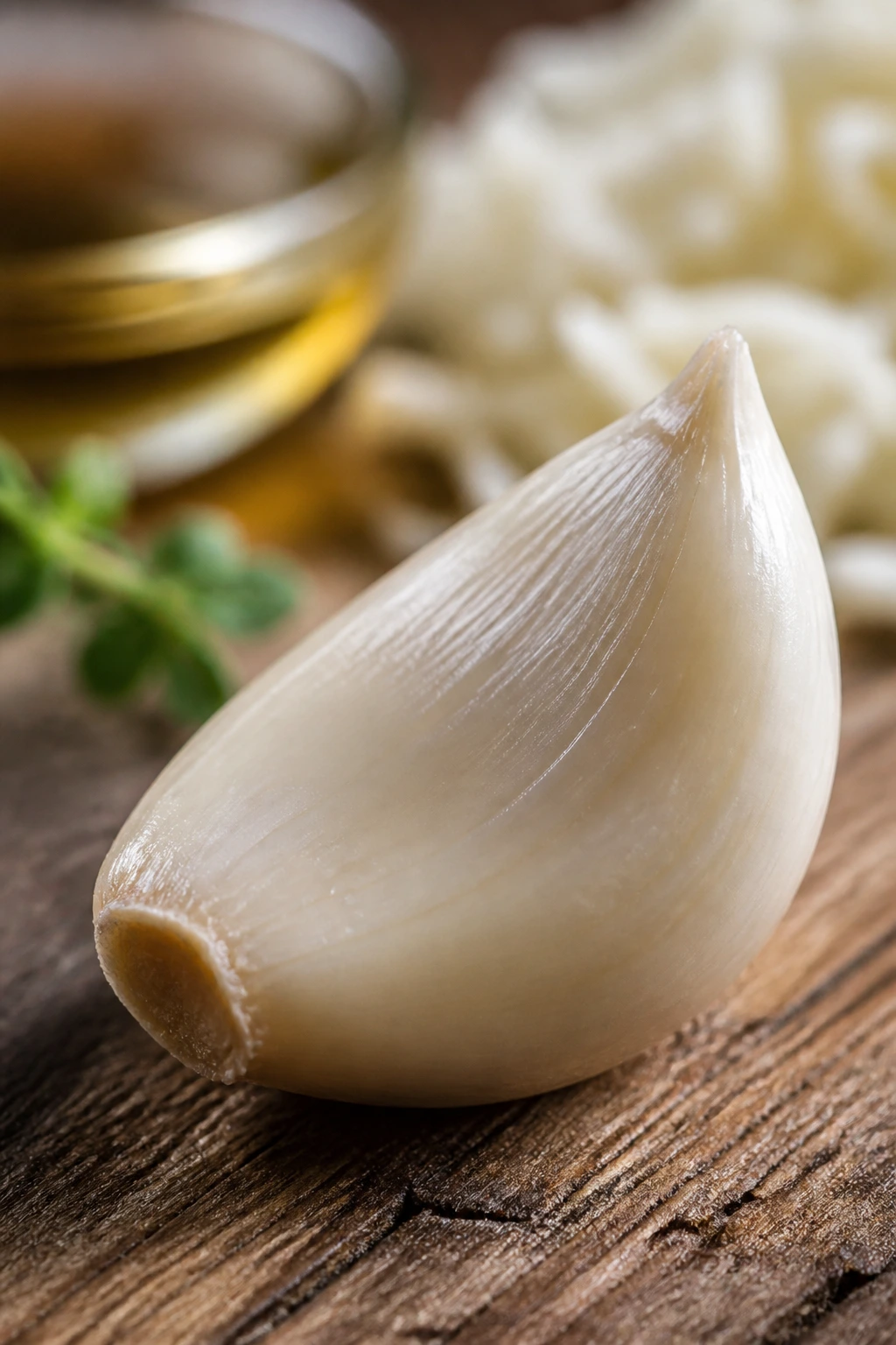 Macro shot of a single garlic clove