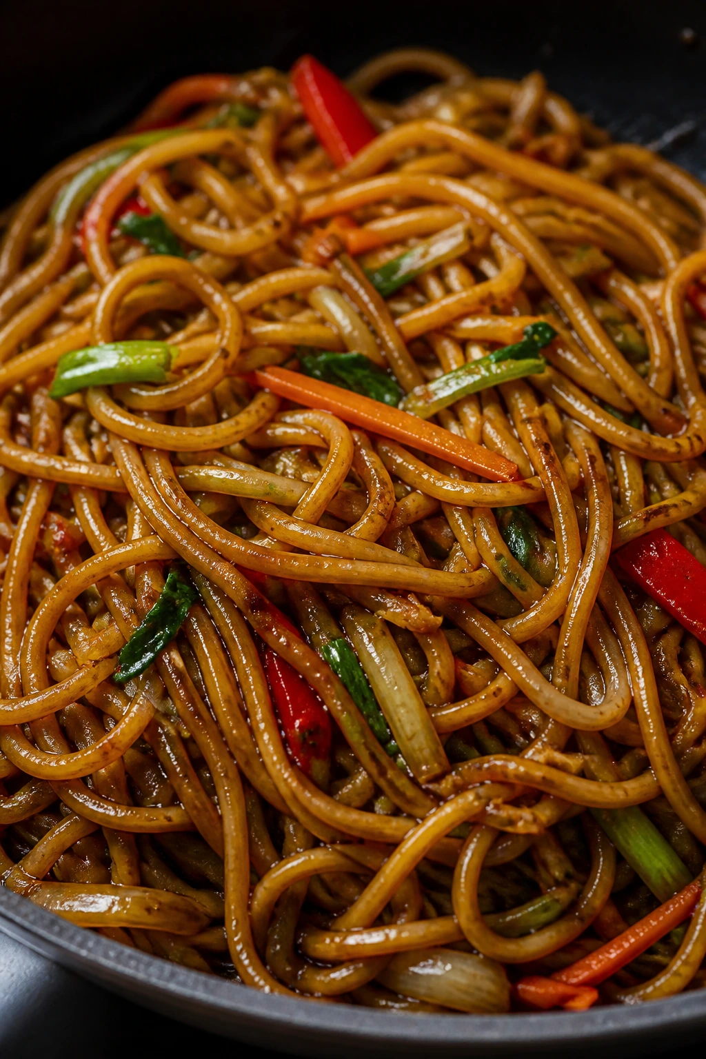 Lo mein noodles with garlic soy sauce