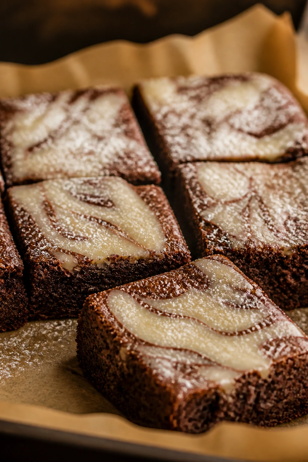 Gingerbread chocolate brownies with cream cheese glaze