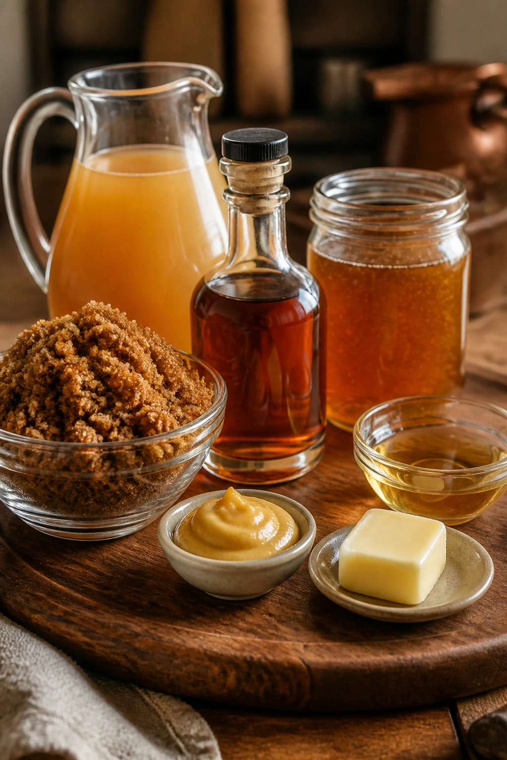 Still life of glaze ingredients arranged to show roles