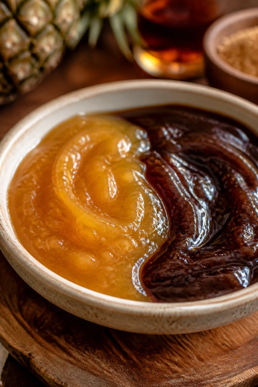 Dish showing two glaze variations swirled together