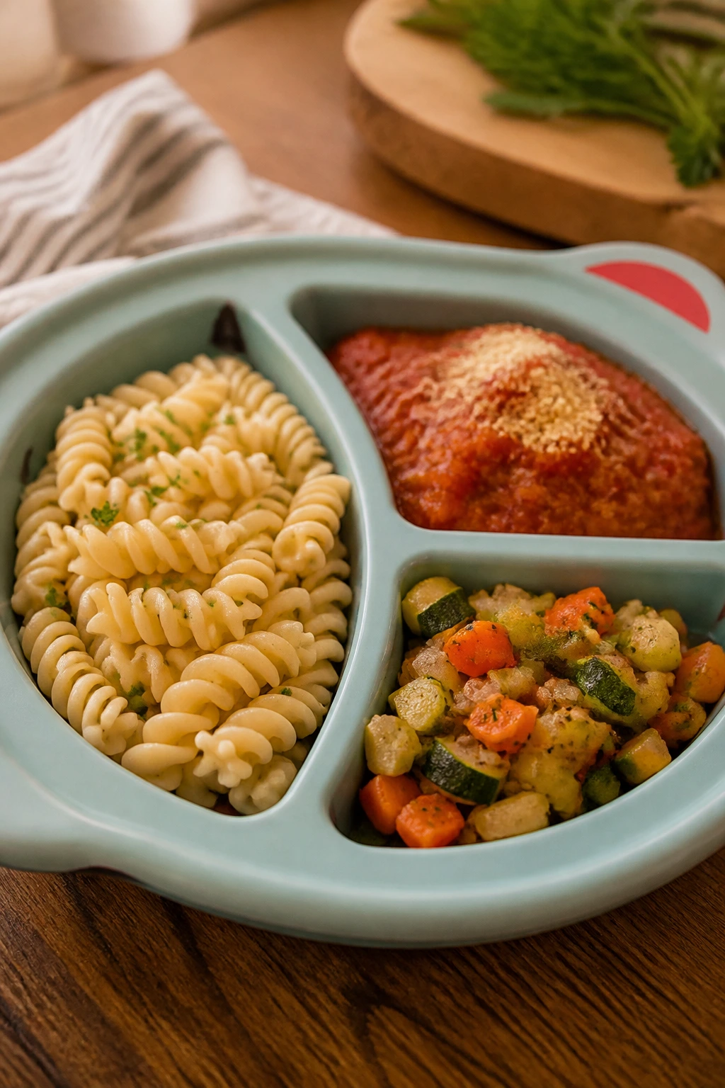 Plate showing gluten-free, dairy-free, and lower-sodium adaptations for family meals.