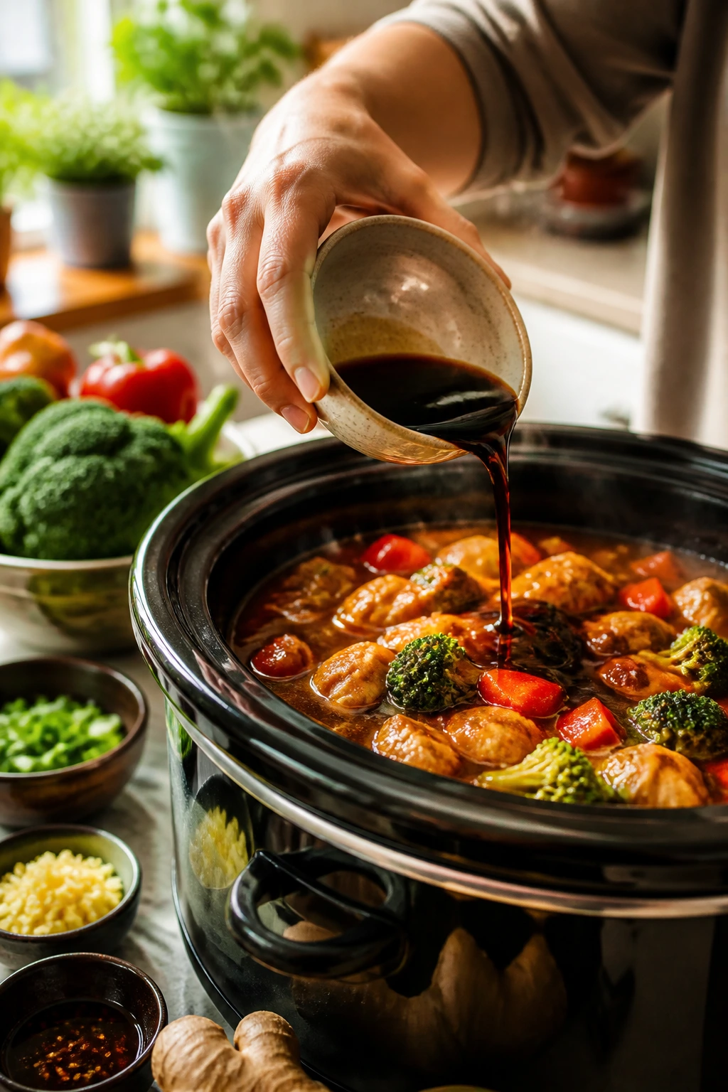 Hands adding ingredients to a simmering pot to illustrate easy substitutions