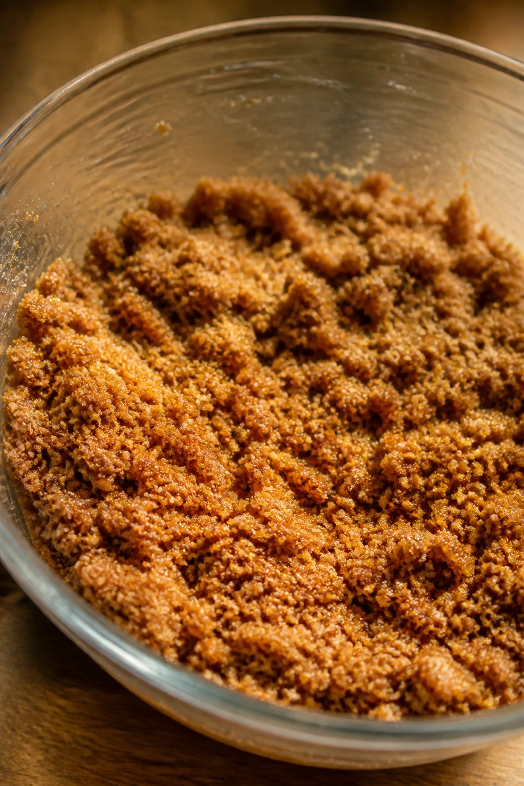 Graham crust crumb mixture in a bowl ready to press into a pan
