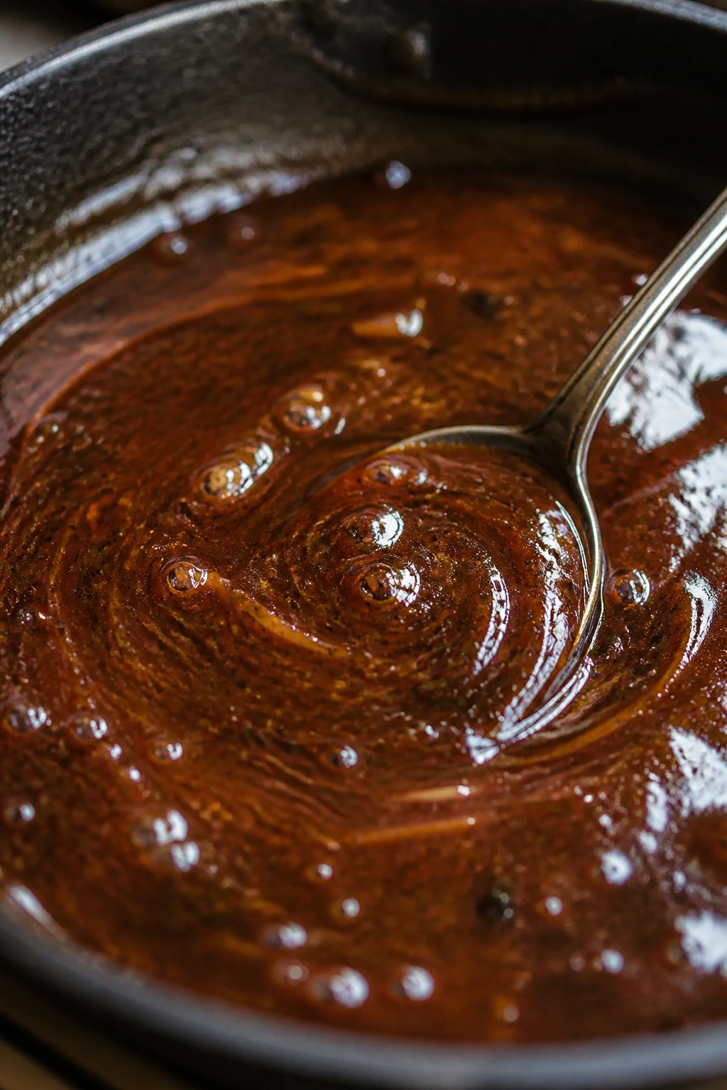 Glossy gravy with a subtle swirl indicating an umami boost