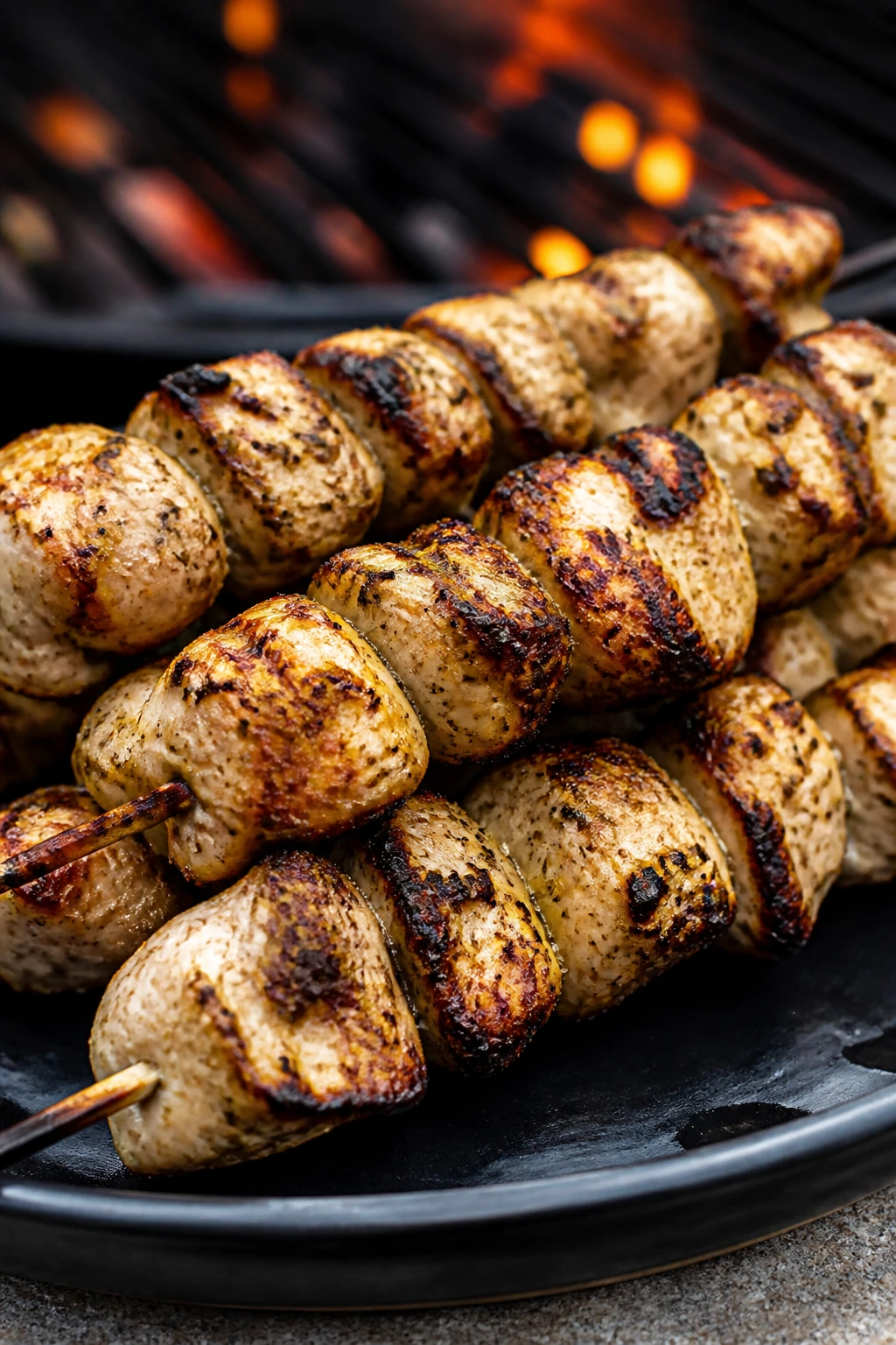 Grilled Greek chicken souvlaki skewers