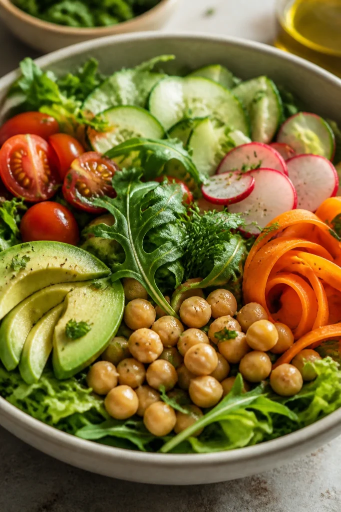 Light Vegan Salad with Homemade Dressing