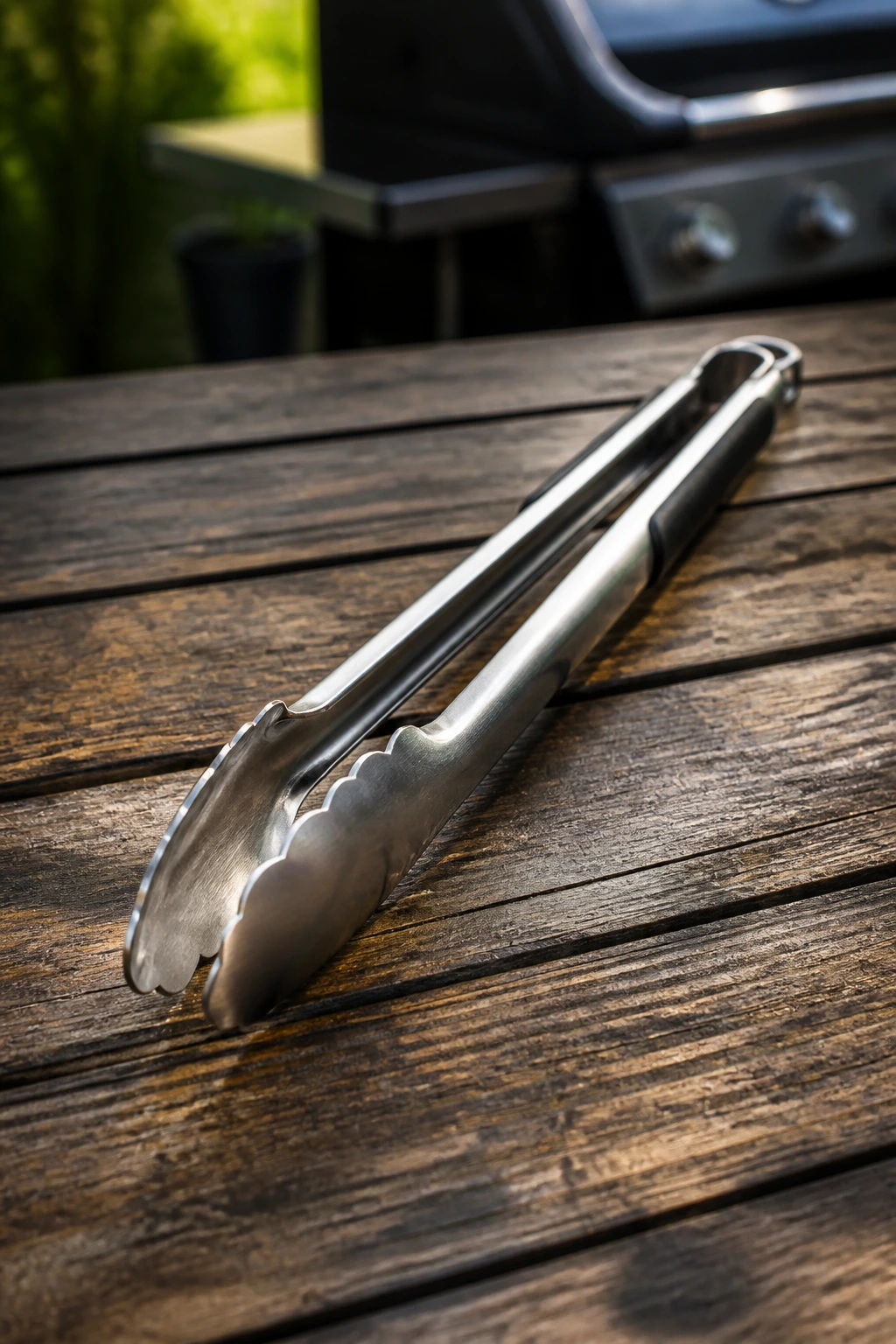 Long-handled grill tongs as essential equipment for picnic recipes