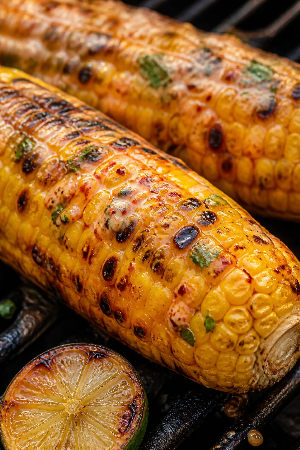 Grilled corn on the cob with chili-lime butter