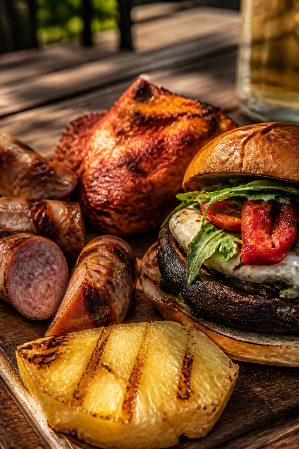 Balanced tasting board of grilled dishes showing variety and harmony