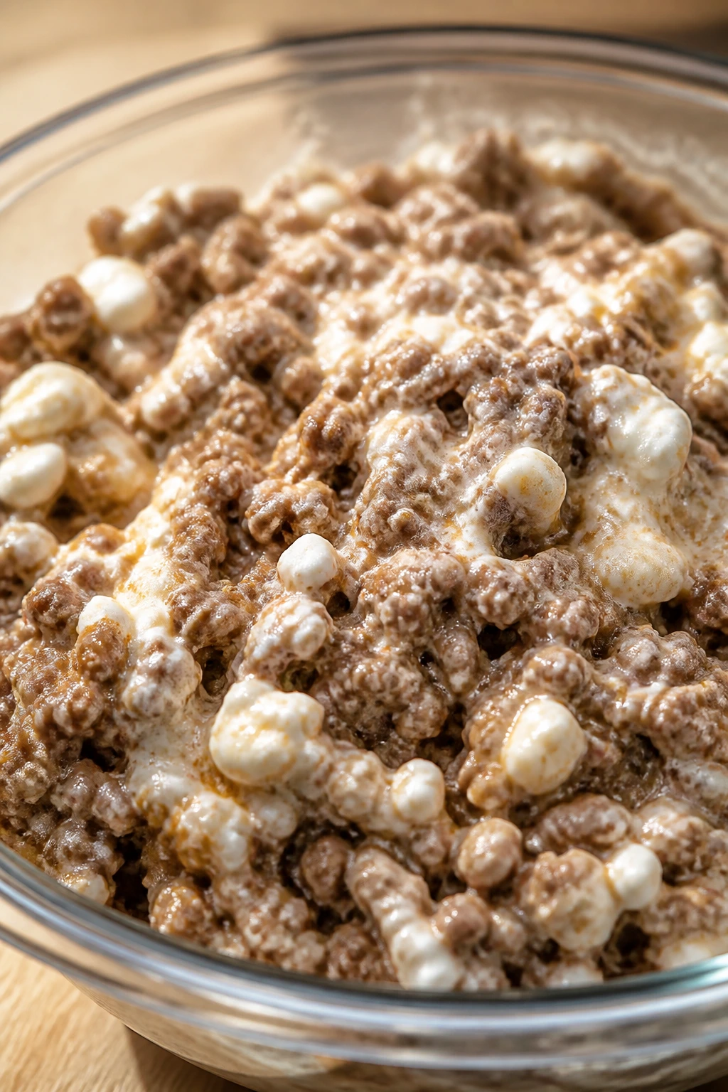 Creamy mixture of ground beef and cottage cheese in a bowl