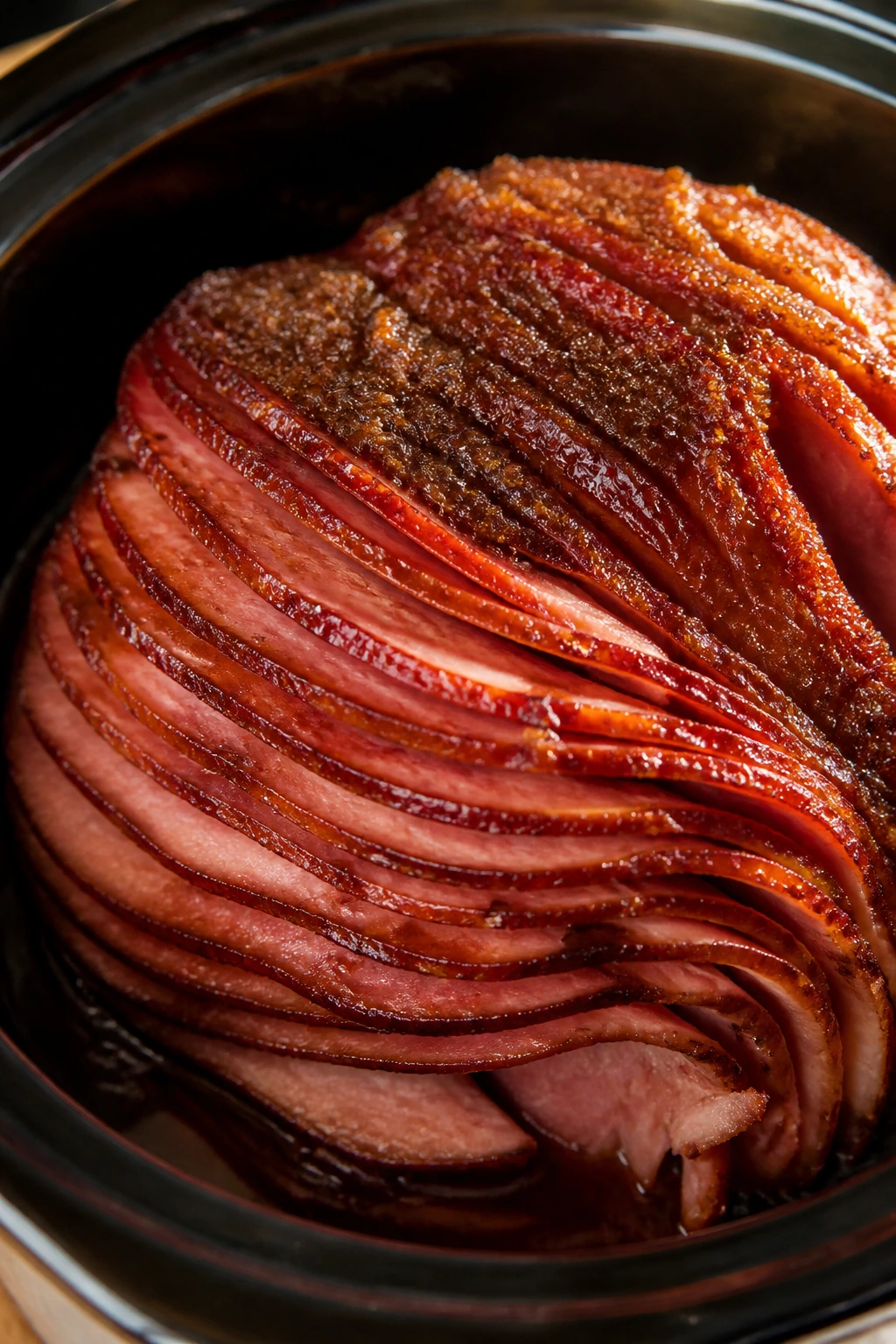 Brown sugar glazed ham in crockpot