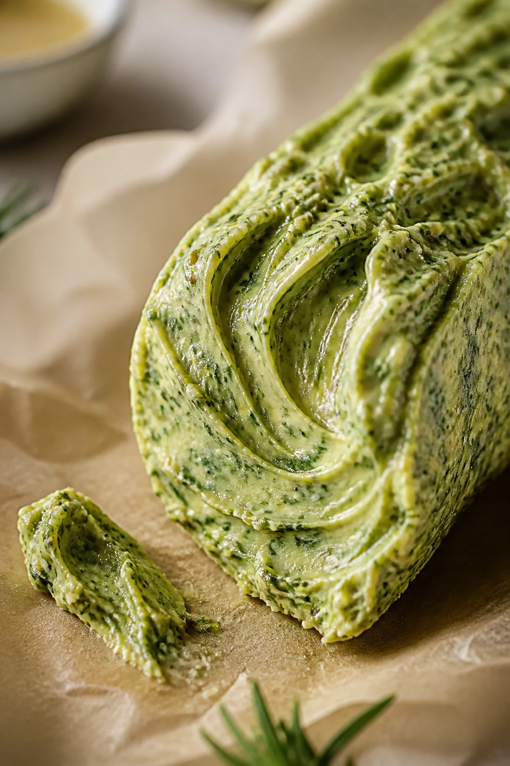 Herb butter with Dijon mustard on parchment