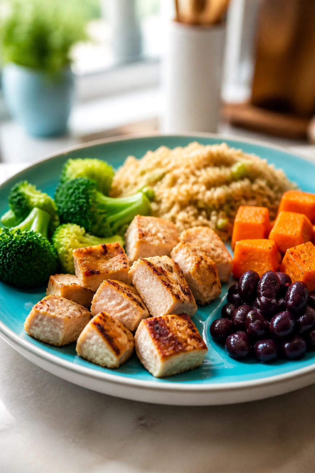 Plate showing varied protein-rich kid dinners