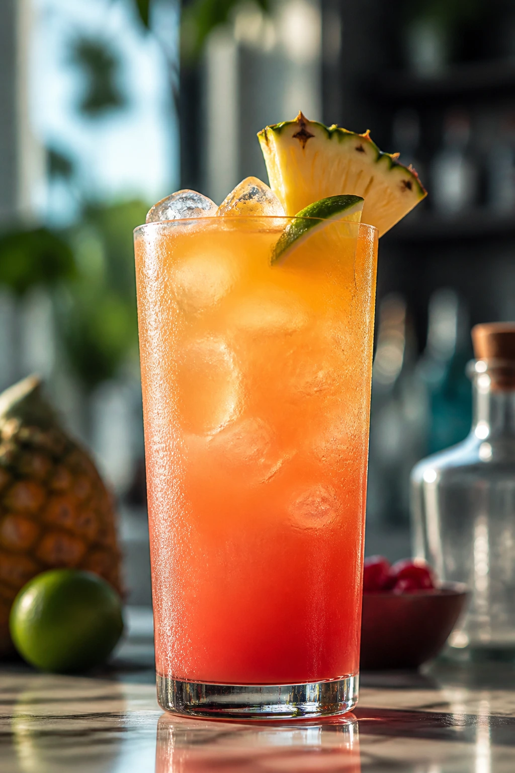 Frosted highball with chilled cocktail and condensation