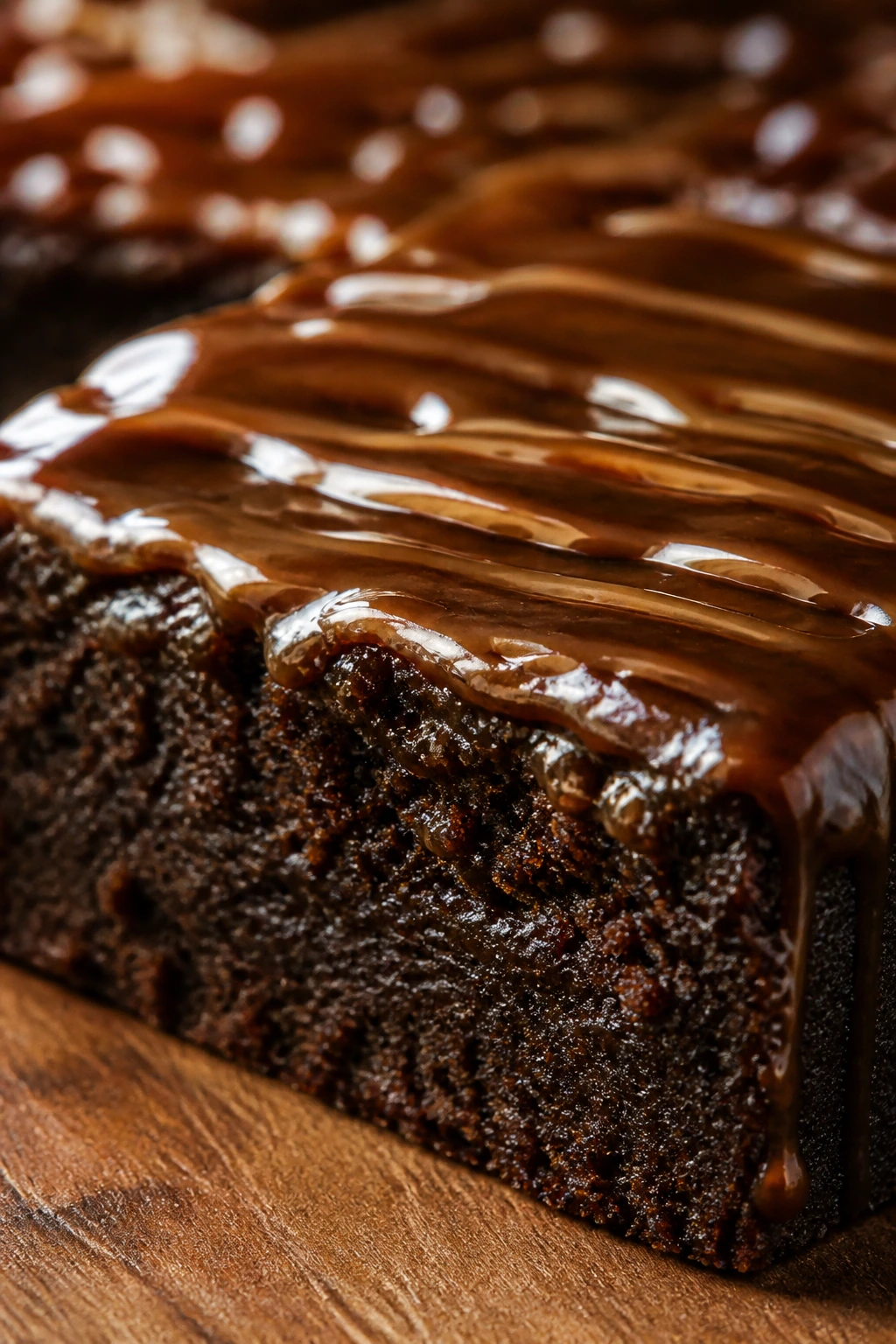 Close-up of hojicha brown sugar bar with caramel drizzle