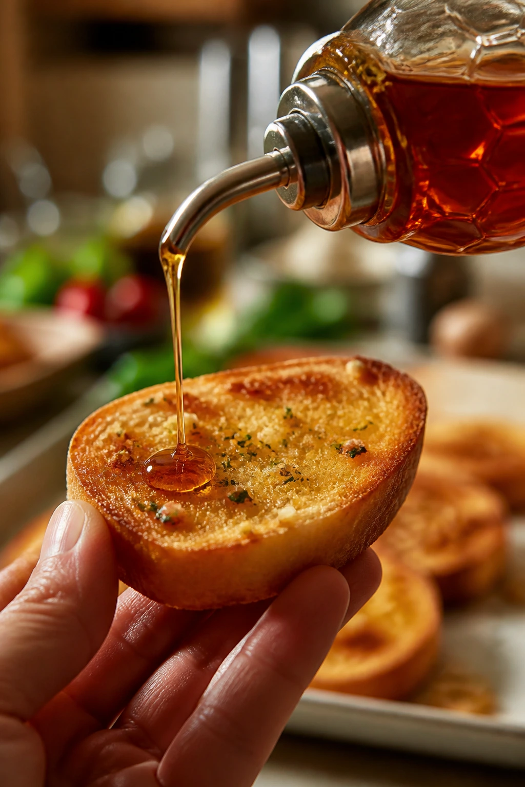 Drizzle of hot honey over a crisp bite for flavor boost