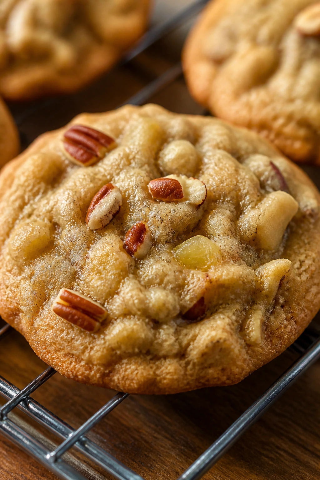 Close-up of Hummingbird Cake Cookie showing banana, pineapple, and pecans