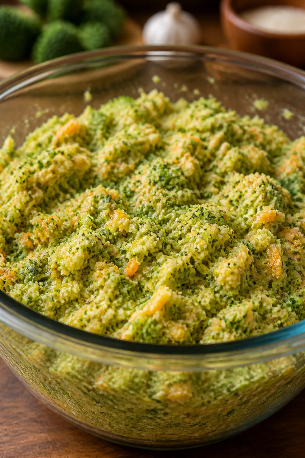 Mixing bowl with colorful vegetable batter