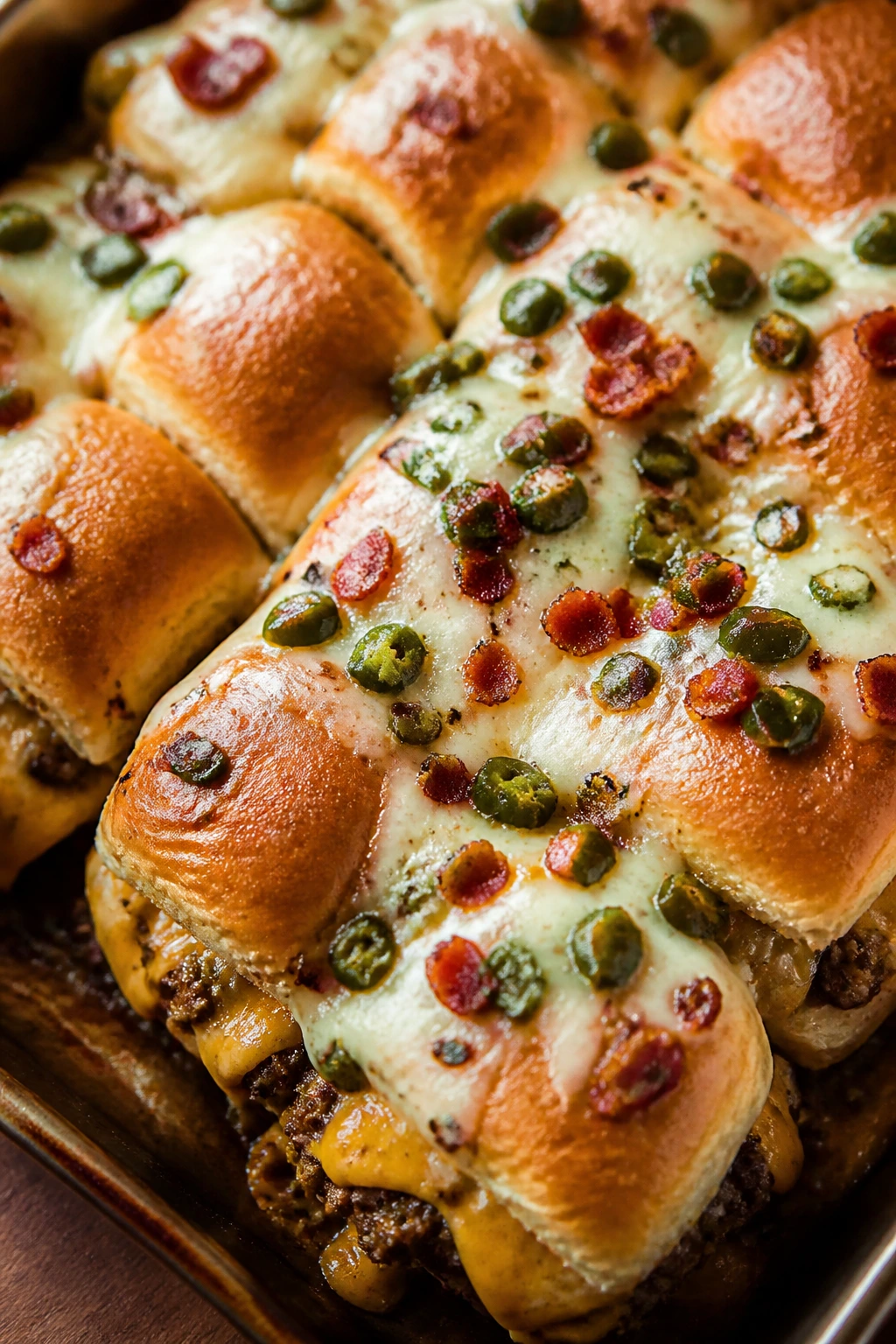 Jalapeño popper sliders with pepper jack cheese and jalapeños