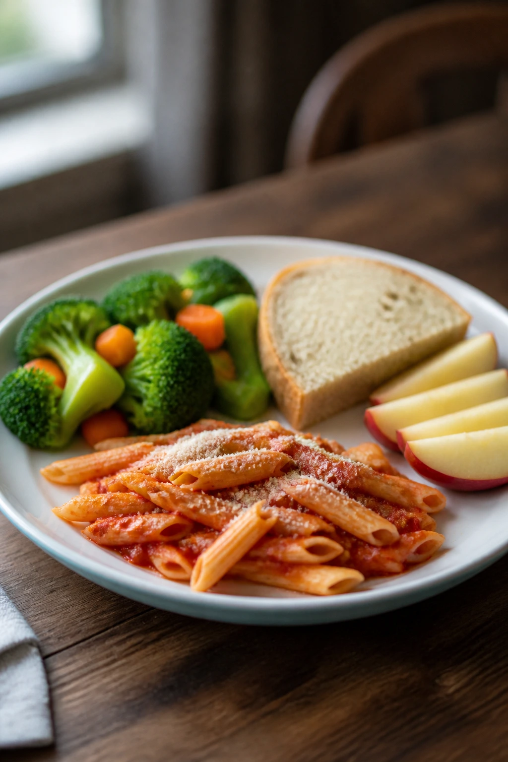 Kid-friendly dinner plate with separated portions for serving