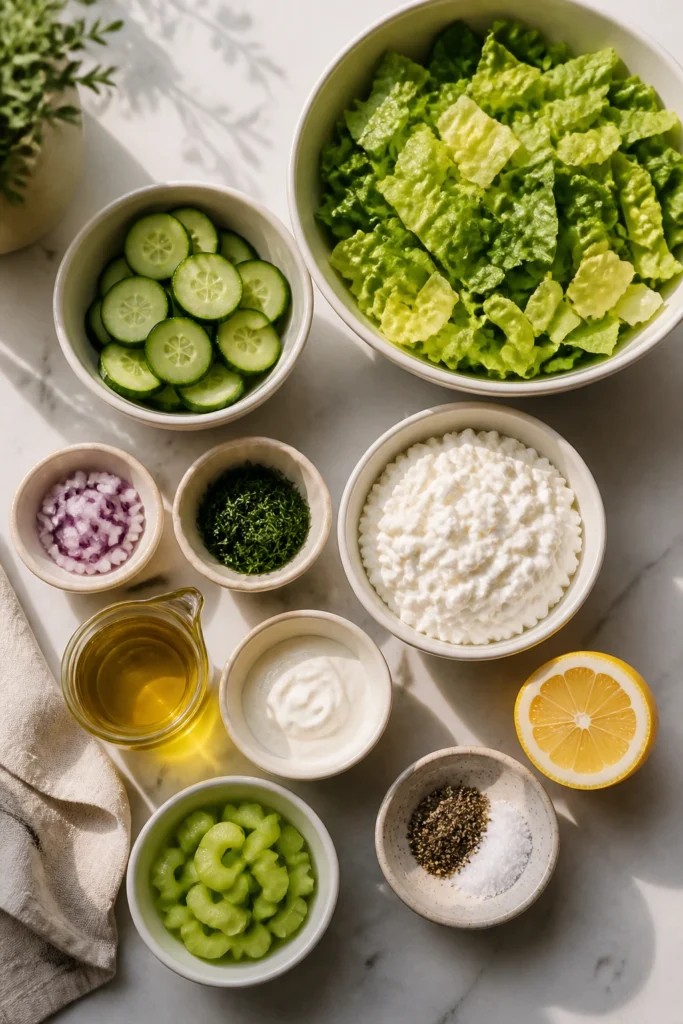 Light Cottage Cheese Salad with Homemade Dressing