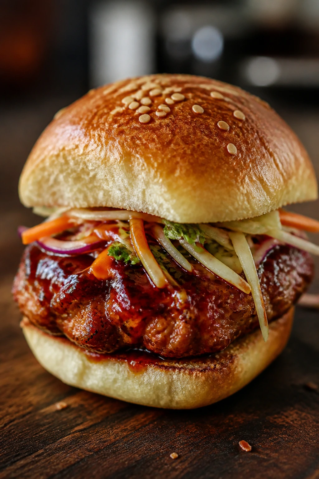 Korean BBQ turkey slider with gochujang glaze