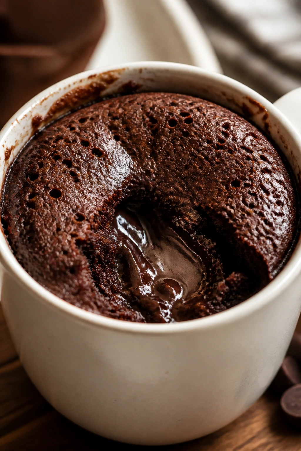 Mug with molten center chocolate lava cake