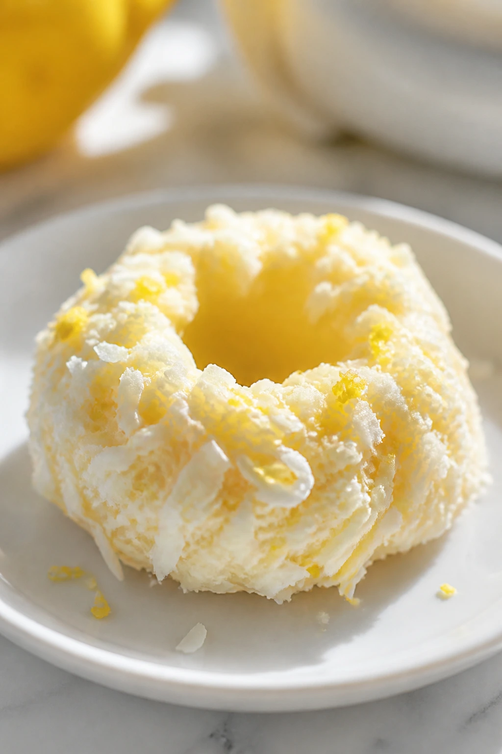 Bright lemon coconut nest cookie with white chocolate and lemon zest