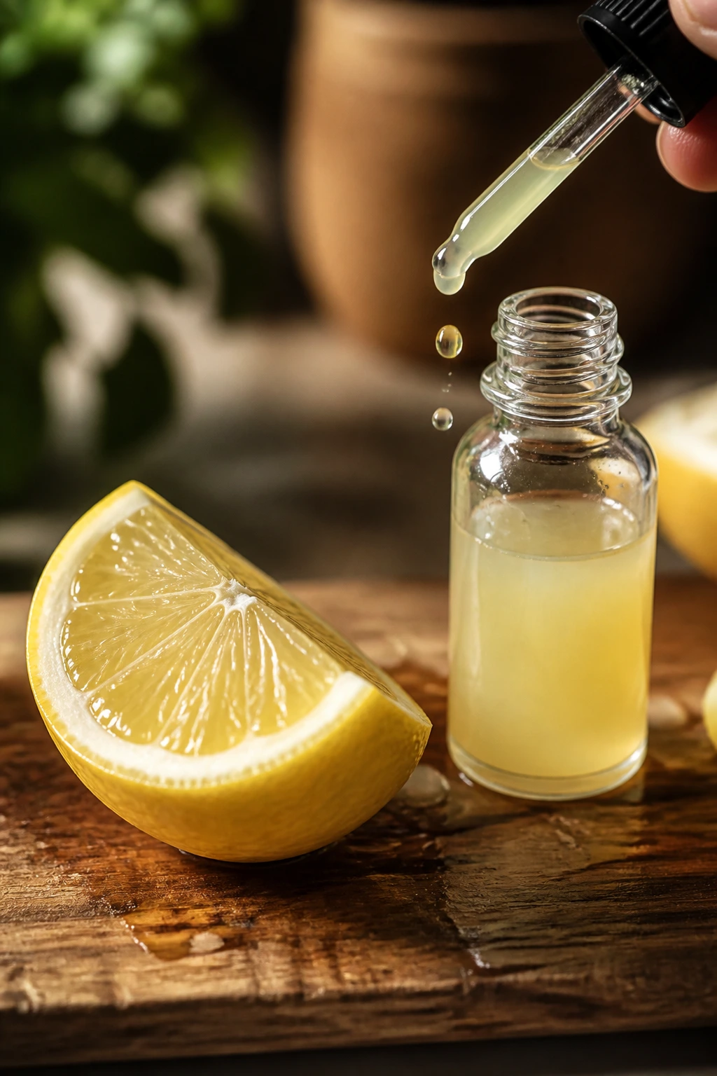 Lemon juice droplets ready to brighten soup flavor