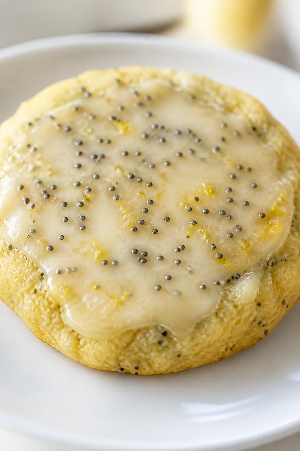 Lemon poppy seed glaze cookie close-up