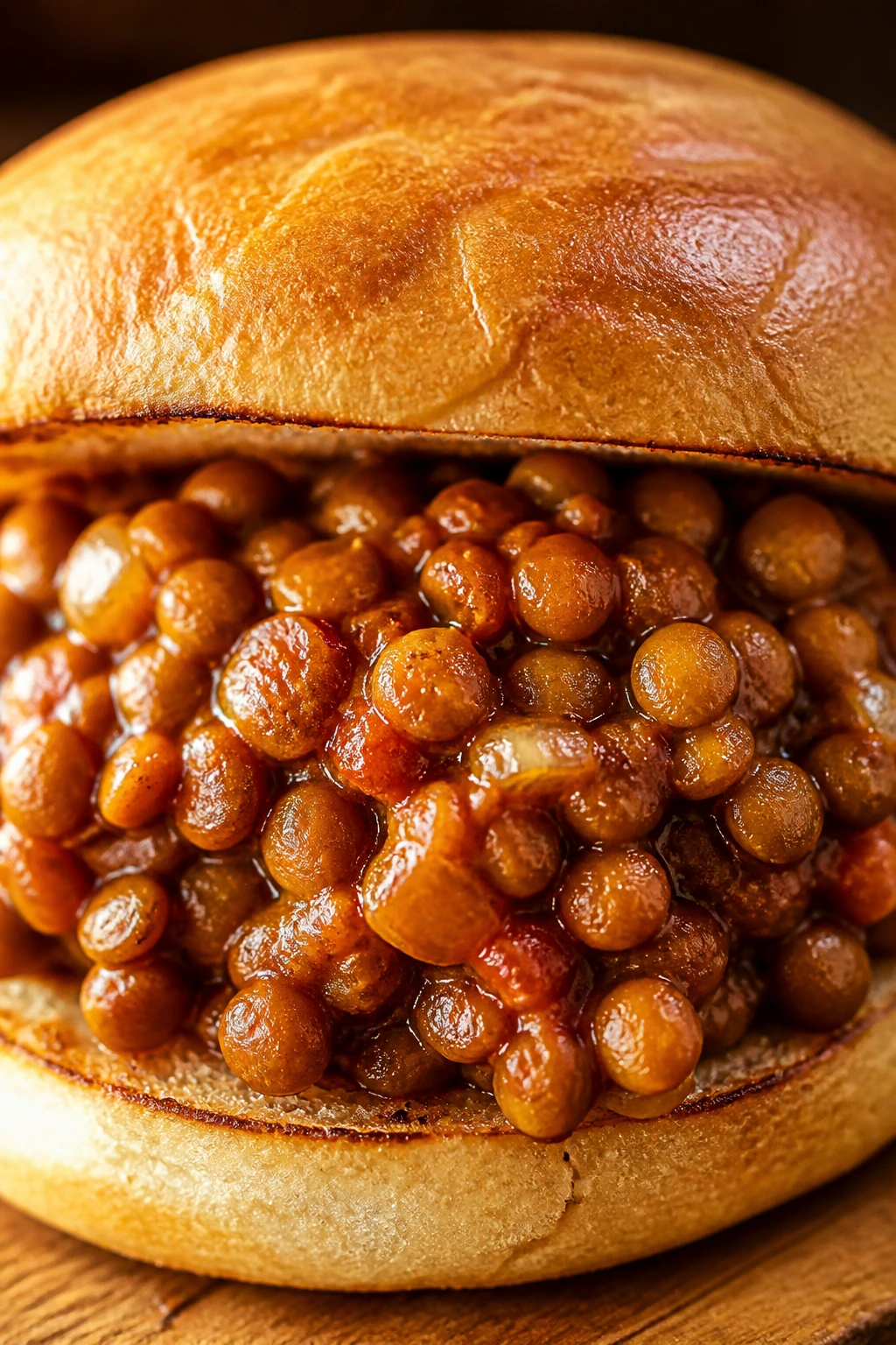 Lentil sloppy joes on a toasted bun