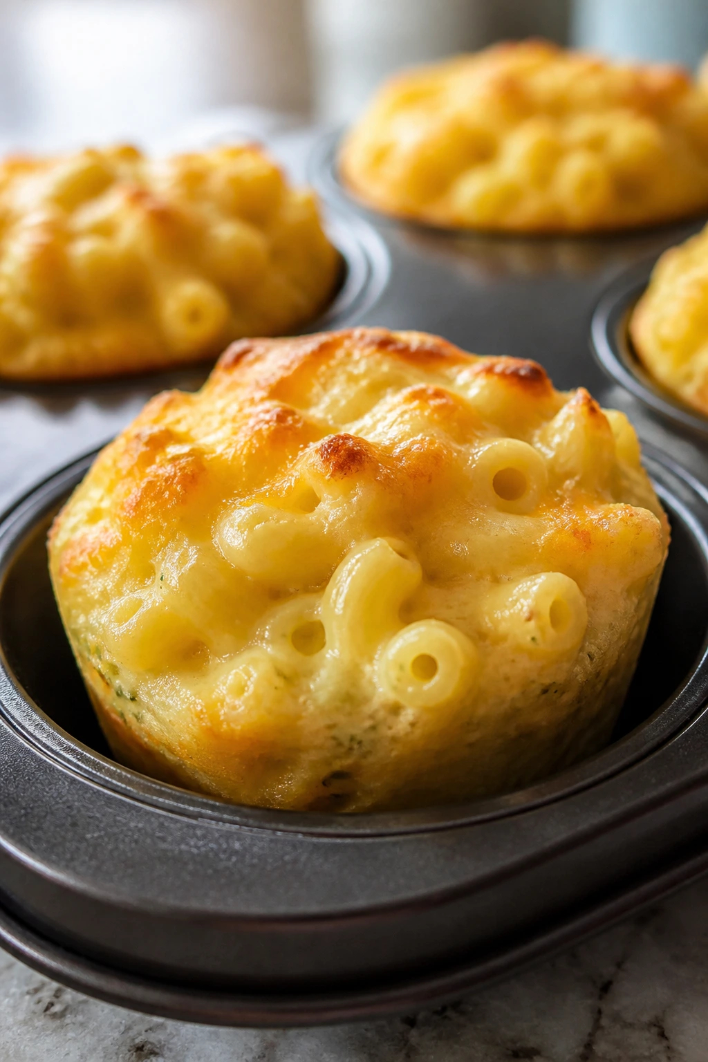 Mac and cheese cup in muffin tin with hidden veggies