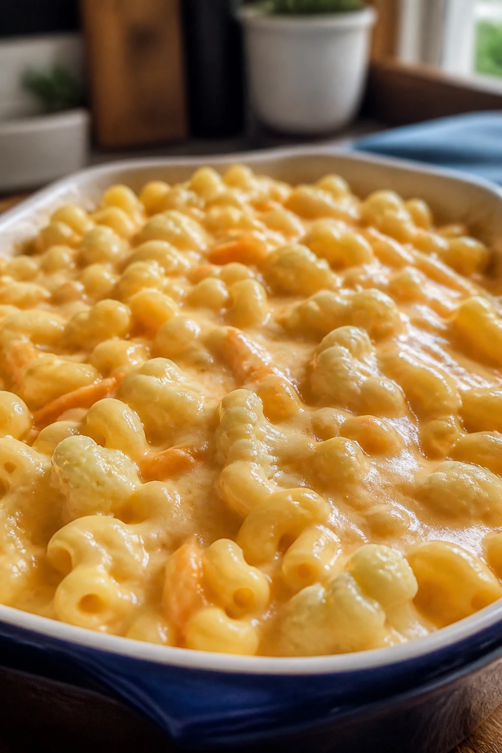 Creamy macaroni and cheese with hidden cauliflower and carrot