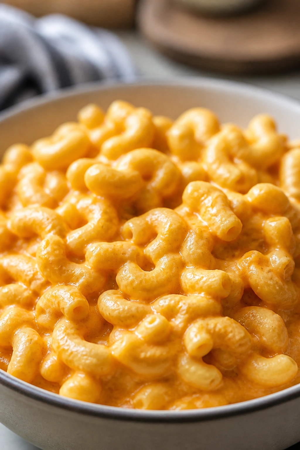 Creamy mac and cheese with hidden cauliflower and carrot blended into cheese sauce